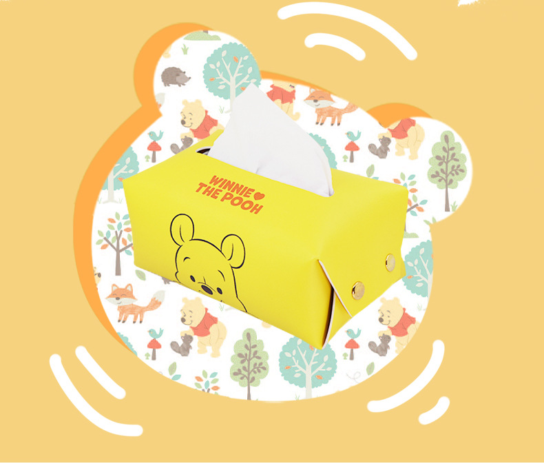 Winnie the Pooh Car Tissue Box Hanging Armrest Box Seat Back Car Accessories Sun Visor Tissue Holder Paper Box
