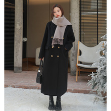 冬季新款大码女装复古长款毛呢大衣女韩版过膝加棉呢子外套AA063