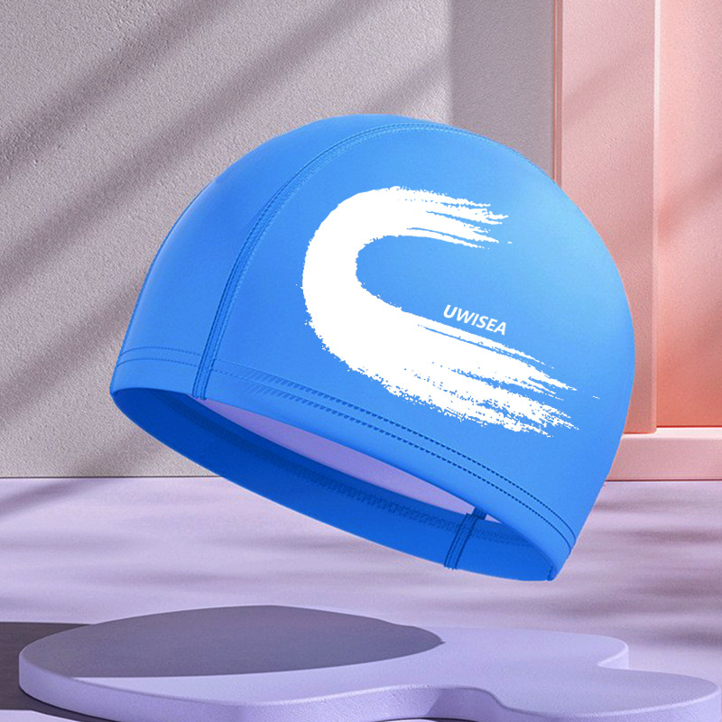 Gorros de natación de PU para hombres y mujeres adultos, personalizables con logotipo, alta elasticidad, cómodos para cabello largo, no aprietan la cabeza, adecuados para estudiantes y niños mayores, gorros de natación impermeables.