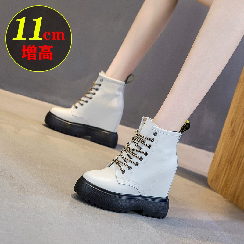 Ботинки Martins из натуральной кожи 11 см, новый стиль, ботинки Martins, универсальные римские повседневные женские сапоги, сапоги на высокой платформе