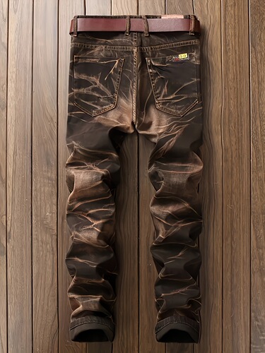 Men's Slim Fit Distressed Denim Pants Heavy Duty Tie Dye