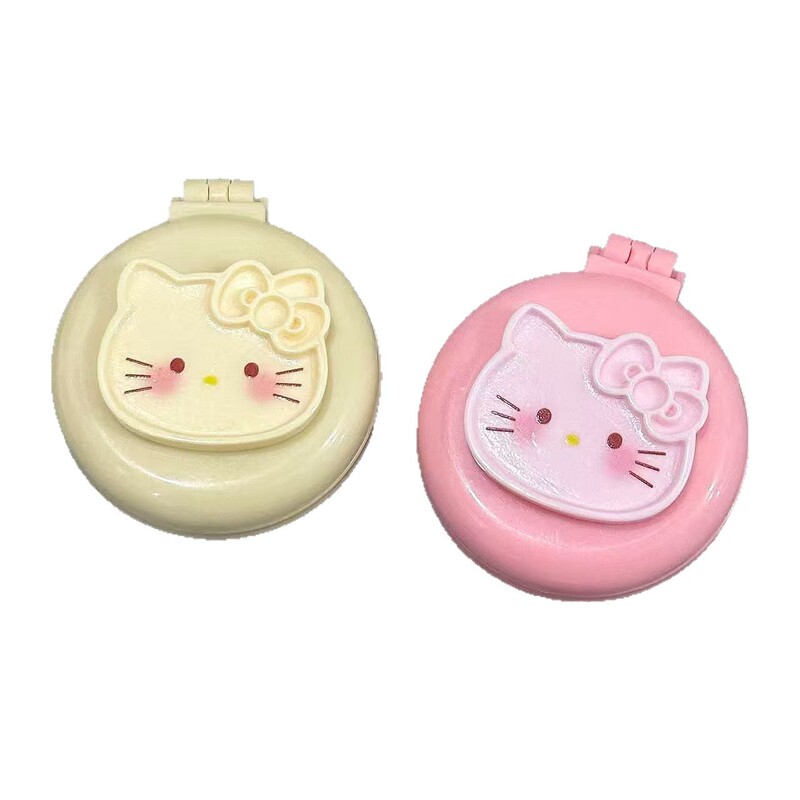 【新製品】かわいいkt猫ラウンドエアクッションコームツーインワンミラーコーム旅行ポータブル折りたたみエアバッグコーム|undefined