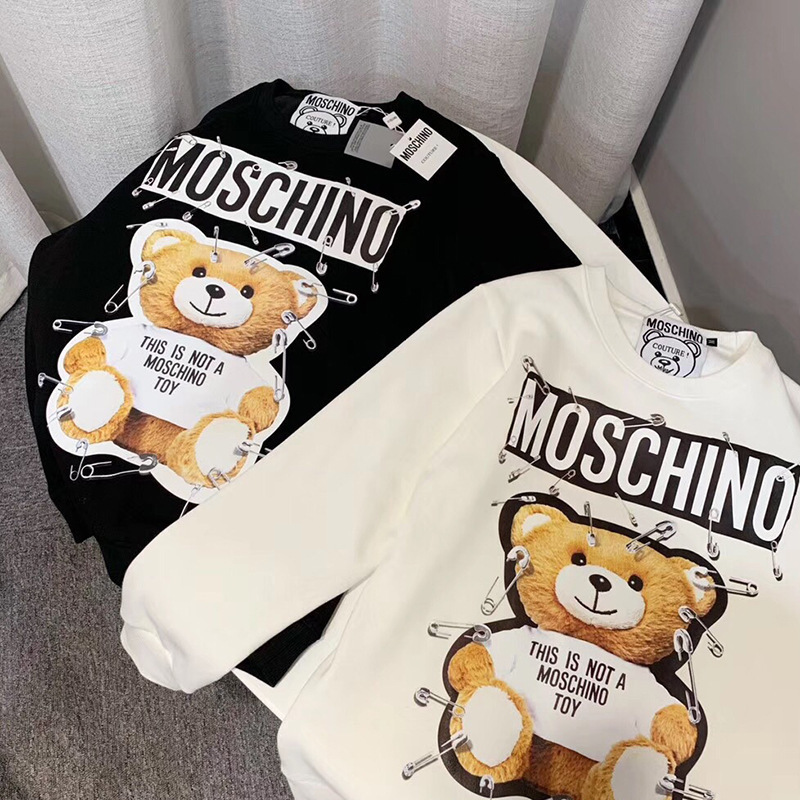 Fashion brand autumn and winter MOSCHINO series Mojia MOSCHINO men and women couple same style printed fleece-lined sweater
