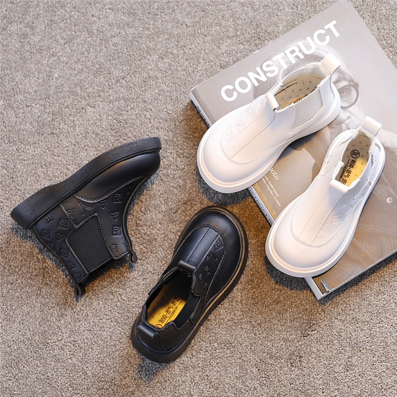 Bottes Martin en cuir à semelle souple pour fille et garçon, bottes simples noires, Style britannique, à la mode, courtes, nouvelle collection automne 2023_voghion.com