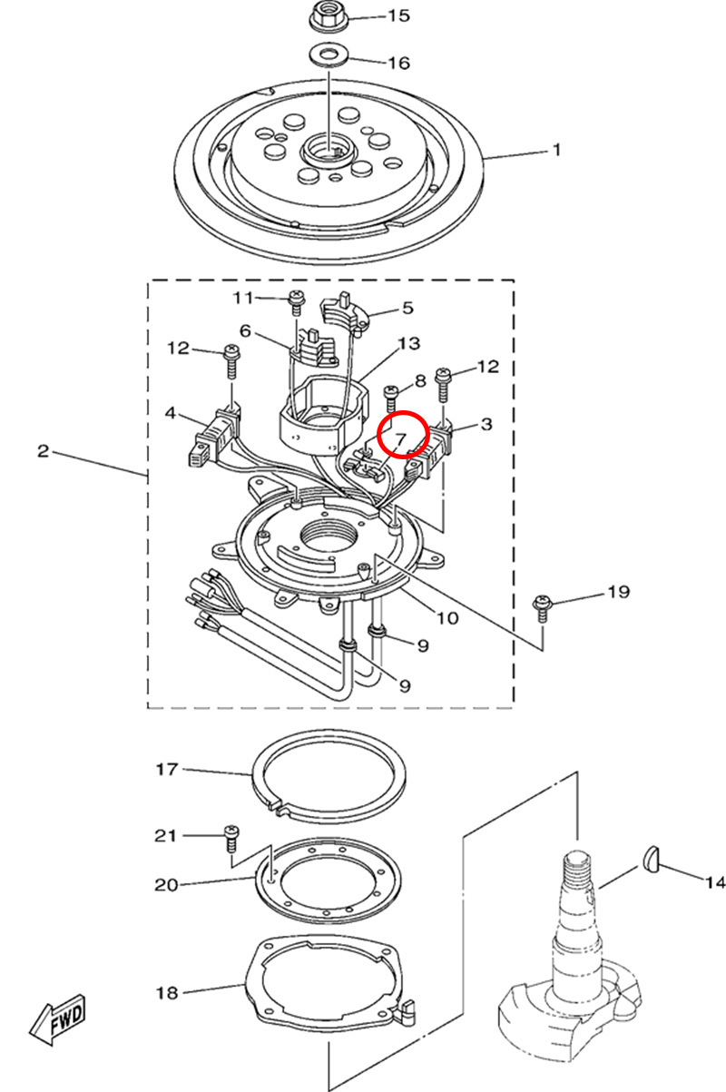 7)翟墨DEMONS舷外机船外挂机橡皮艇线圈支座导线压板6E9-81328-70