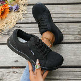 跨境男鞋大头宽楦赤足光脚鞋大码零落差网面透气休闲平底运动鞋男