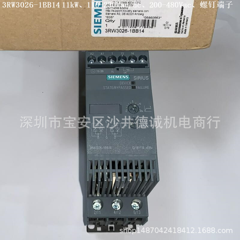 3RW3026-1BB14 软启动器 控制电压 110-230Vac/dc、200-480Vac