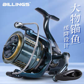 比灵斯全金属斜口线杯旋入式纺车轮远投缓降密排渔轮锚鱼路亚轮