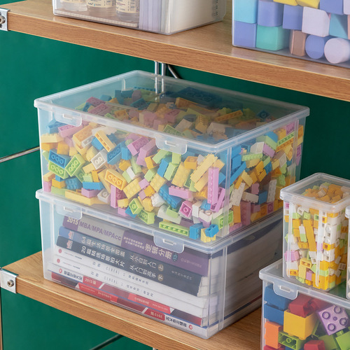 Children's toy storage box with lid small particle building blocks Lego storage box plastic transparent sundries storage box wholesale