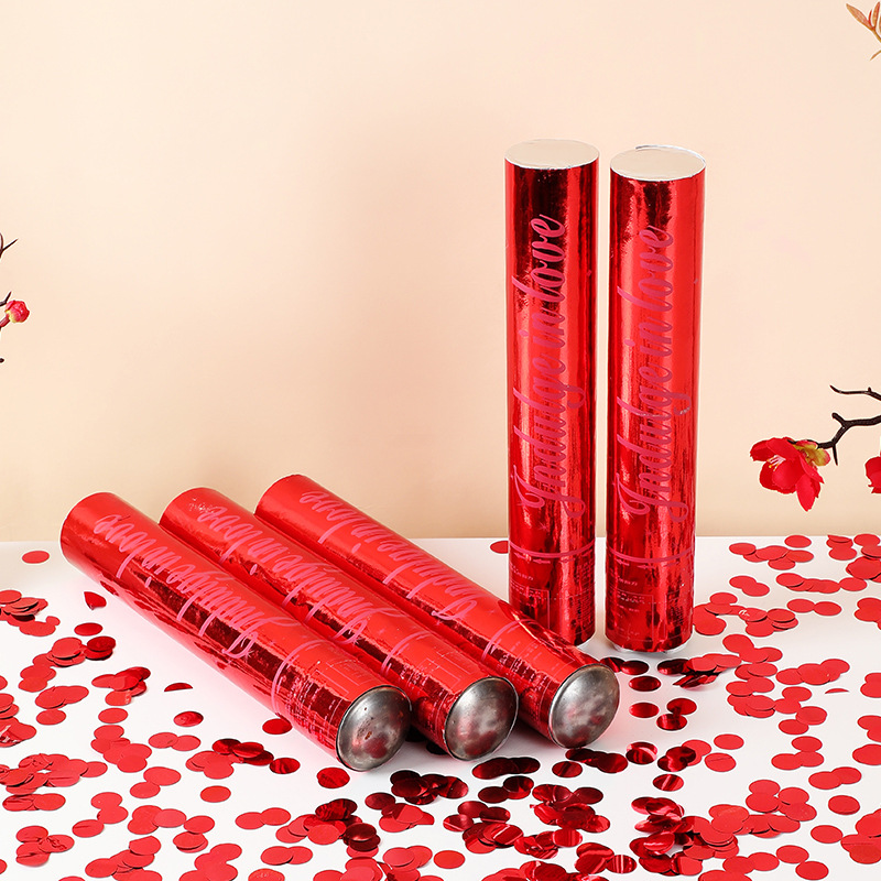 Tubo de confeti de pétalos, tubo de confeti para transmisiones en vivo, confeti de cinta portátil, cañón de confeti de cumpleaños, cañón de confeti láser de estrellas, lentejuelas, cañón de confeti para compromiso y boda