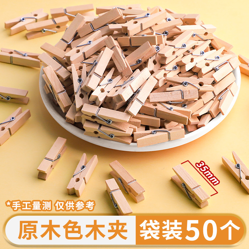 Fábrica al por mayor color de madera mano foto clip de madera de color 100 etiquetas de cuerda de cáñamo clip de madera