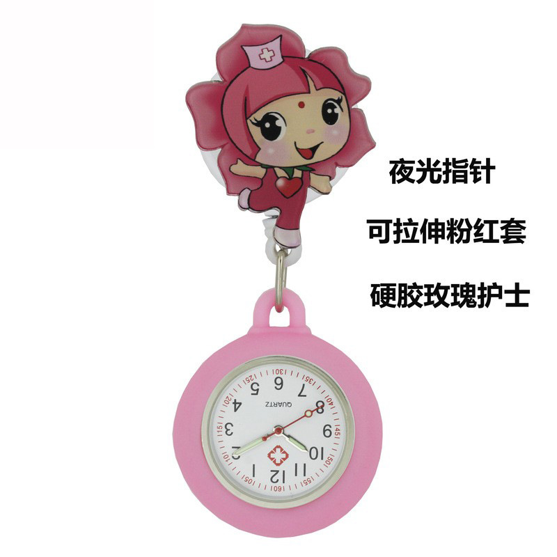 Reloj de enfermera de estiramiento multifuncional luminoso fuerte reloj colgante reloj electrónico digital retráctil de dibujos animados lindo clip cronómetro reloj de bolsillo