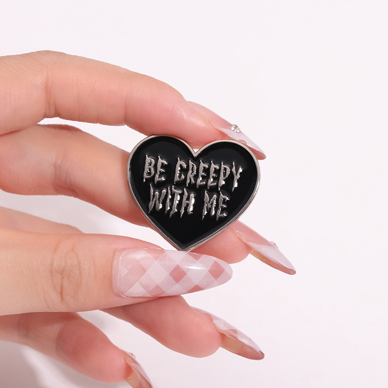 Simple Style Pin Letter Heart Shape Alloy Stoving Varnish Unisex Brooches display picture 2