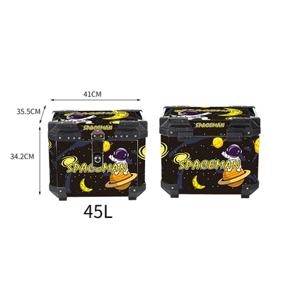 Trunk, Universal Waterproof Aluminum Alloy – Motorcycle trunk - 45l-stainless-steel-alloy-lock-sticker-spaceman