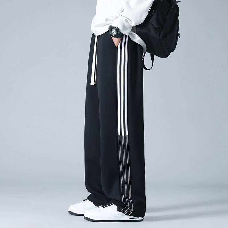 Pantalones deportivos a rayas estadounidenses para hombres y mujeres 2024 pantalones casuales rectos de cintura alta cuerdas sueltas pantalones al por mayor