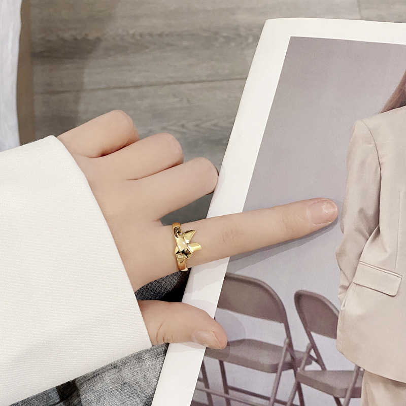 Retro Bow Knot Sterling Silver Plating Open Ring 1 Piece