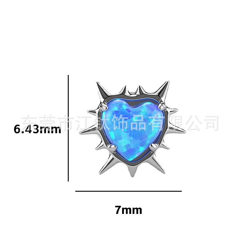 Silver pointed spike labret stud material detail