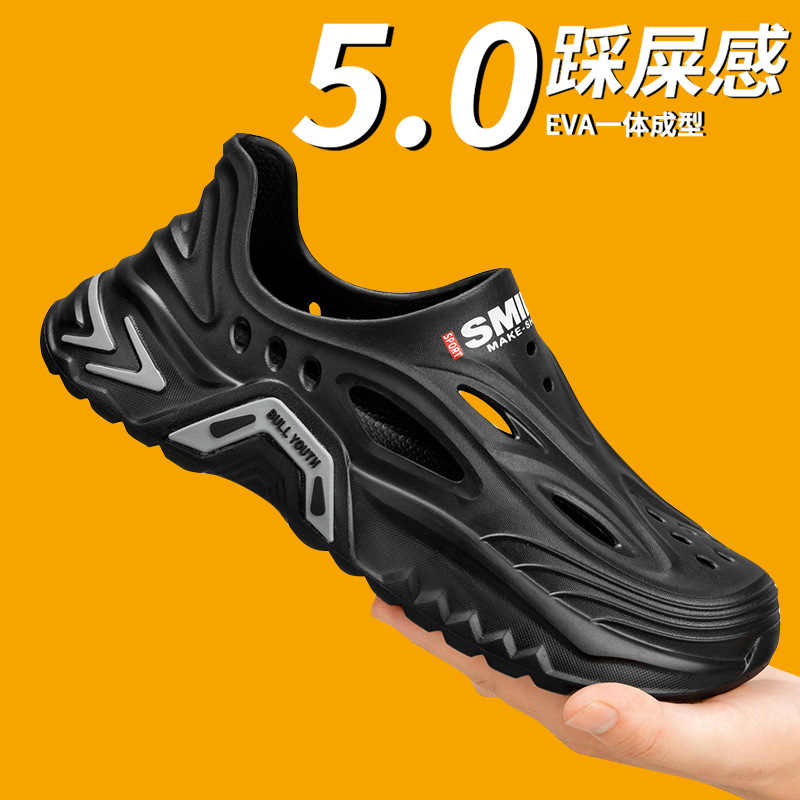 2025 verano estilo caliente para hombres cómodo pisando mierda zapatos con agujeros de moda zapatos de playa zapatos para hombres sandalias zapatos antideslizantes de suela gruesa