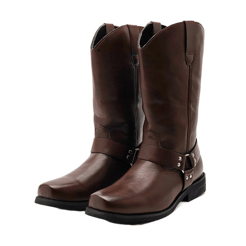 Men's Leather Boots, Large Size, New Arrival Leather Shoes, Fashionable Men's High-Top Riding Boots, Trendy British-Style Casual Leather Boots