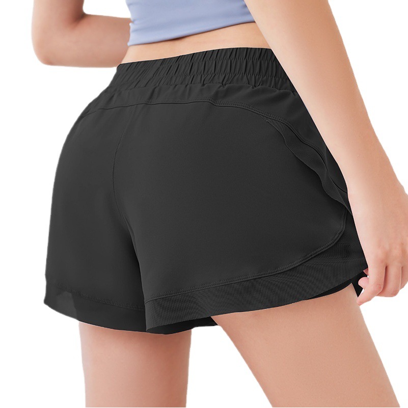Pantalones cortos de malla Juyitang, pantalones cortos deportivos de color melocotón para fitness, pantalones cortos de yoga con bolsillo desnudo sin costuras para mujer