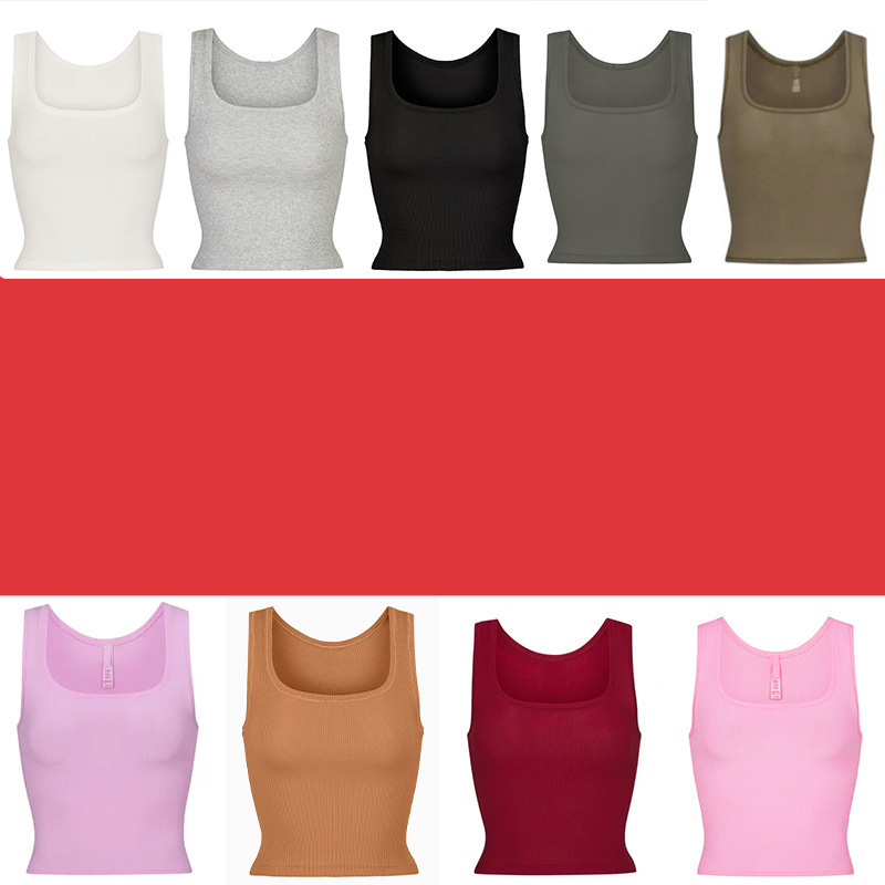 Zhao Lusi and Ouyang Nana's Same Style Beloved Skim*S Tank Elastic Racerback Vest with Web Shorts