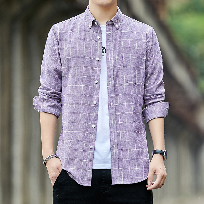 Camisas de fábrica personalizadas para hombres primavera y verano camisa de Oxford para hombres cuadrícula alta sensación de camisa delgada para hombres coreanos más