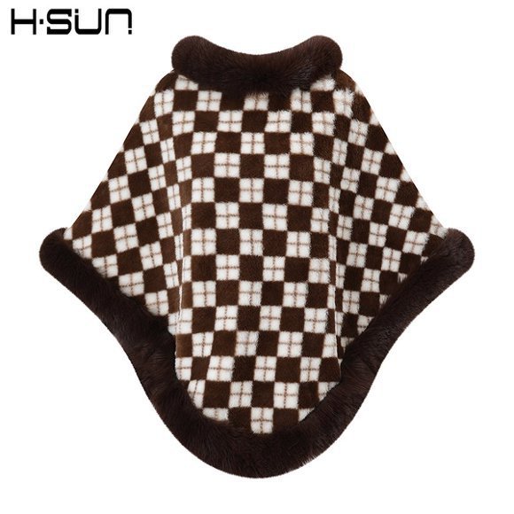 Capa tipo chal de otoño e invierno 2026, nueva bufanda de piel sintética de conejo, abrigo de punto para mujer, prenda exterior holgada y versátil. image 36