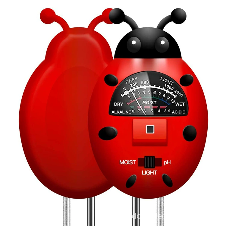 Производитель поставляет тестер почвы 3-в-1, гигрометр, PH-тестер в форме божьей коровки, измерение влажности цветочной кислотности растений.