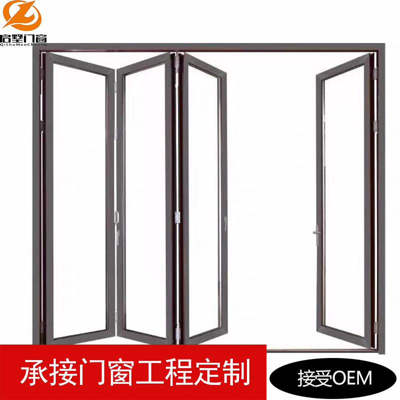 Villa Aluminum Alloy Folding Door with Transparent Glass for Dining Room, Balcony, Bridge-Type Kitchen Partition, Sliding Folding Door