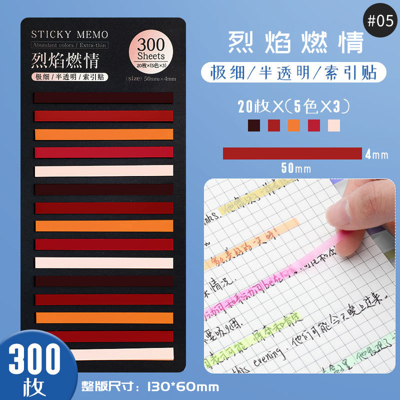 Colorido y estrecho índice de etiqueta de punta de estudiante etiqueta transparente etiqueta multicolor fluorescente