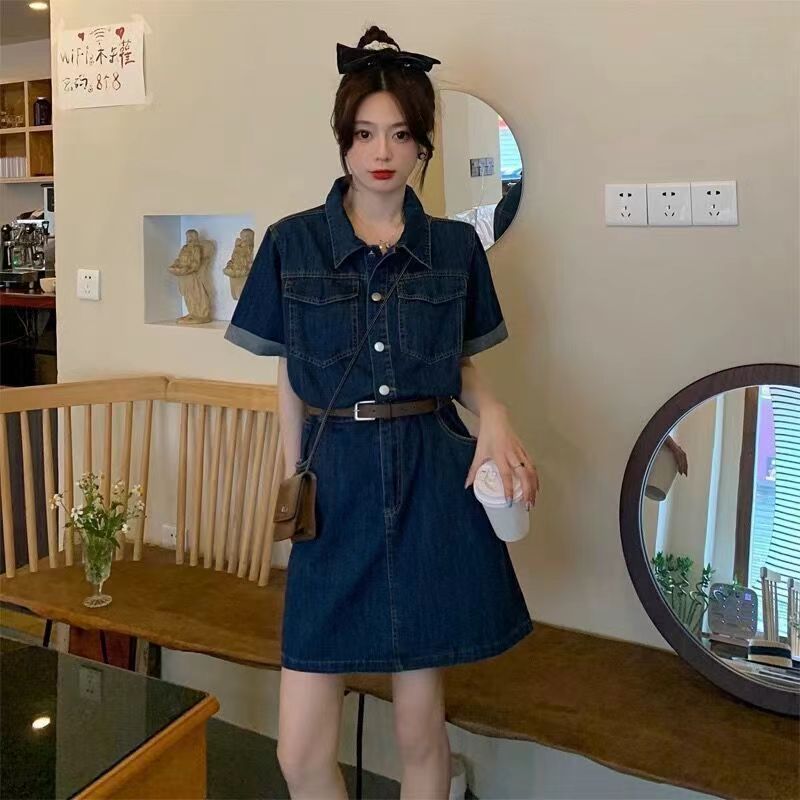 牛仔连衣裙子法式2025年新款女装夏季辣妹套装小个子长裙气质茶歇