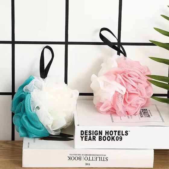 Super large 50g adult double color bath ball Bath flower does not disperse foam bath flower bath rub back bath ball
