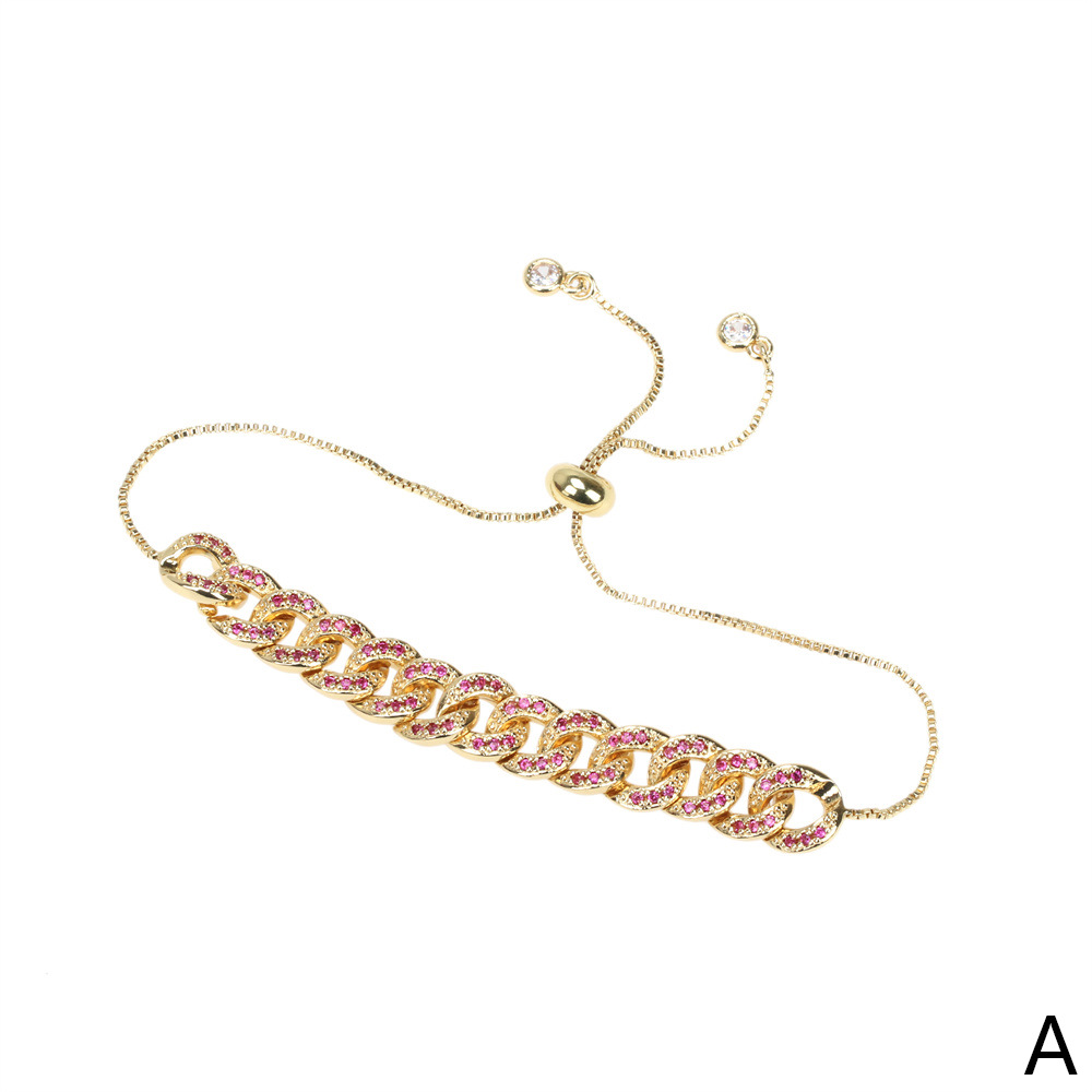 Fashion Cuban bracelet inlaid micro-color zirconium personality copper bracelet