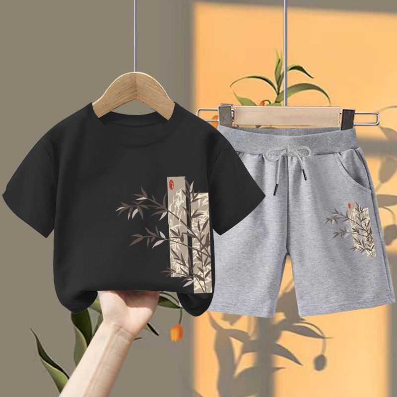 (티셔츠 블랙 + 로프 그레이 반바지) 좌측 하단 대나무