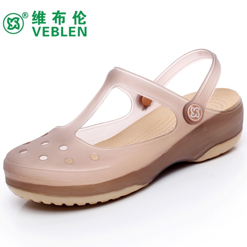 Veblen VEBLEN Hole Shoes Women's Summer Outer Wear Slippers Non-slip Soft Bottom Beach Jelly Solid Color Baotou Sandals Veblen VEBLEN Hole Shoes Women's Summer Outer Wear Slippers Non-slip Soft Bottom Beach Jelly Solid Color Baotou Sandals
