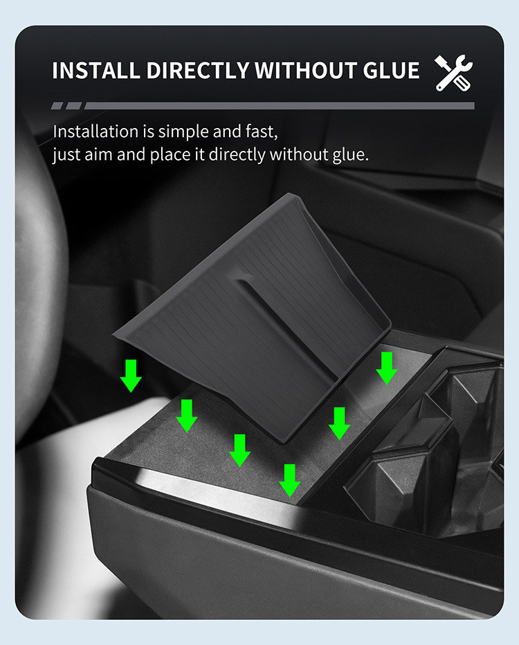 Suitable for Tesla Cybertruck Central Control Silicone Wireless Charging Anti-Slip Mat Car Water Cup Car Decoration Accessories