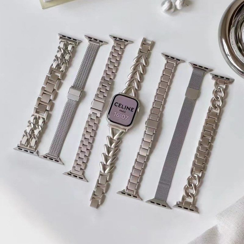 Suitable for Apple Watch 8Th Generation 7S10 Apple Watch iWatch 11Se Starlight Color Series Metal Strap 9 New