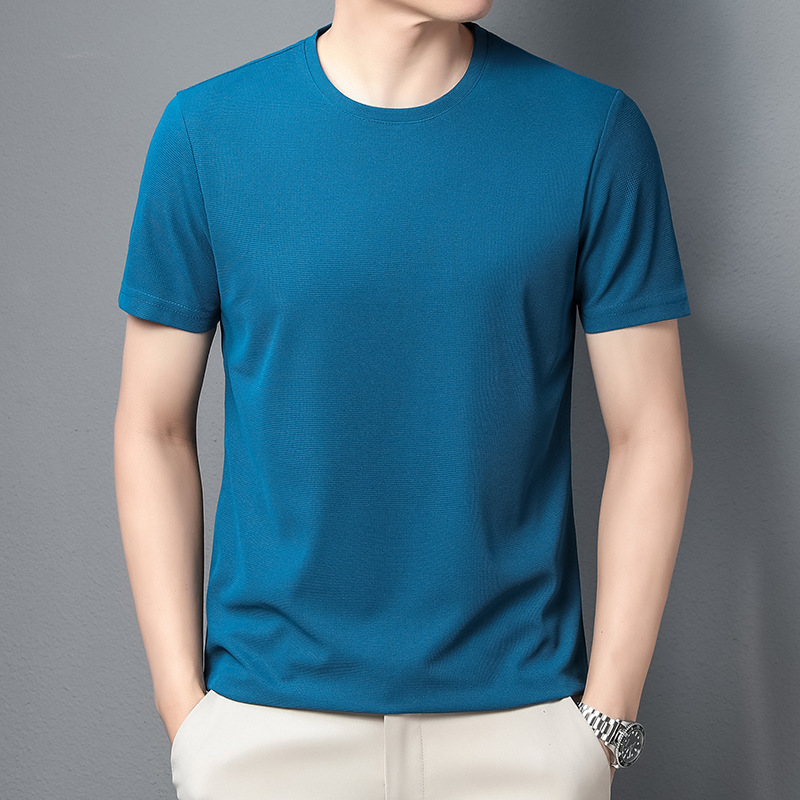 Waffled New Quality Men's Short Sleeve T-shirt Korean Round Neck T Slim Fit Half Sleeve Casual T-shirt plus size Base