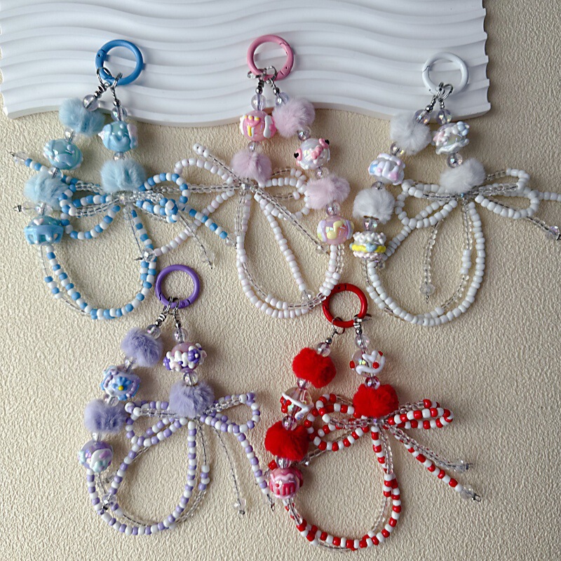 [Designer Model] Cute Pearl Lucky Bow Stuffed Rhinestone Autumn and Winter New Exquisite Pendant