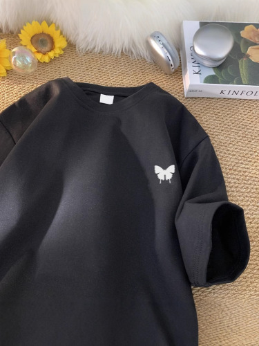 Men's Summer 210g Pure Cotton Heavyweight T-shirt Short Sleeve Men Loose Fit Casual Print Base Shirt Trend Brand Top