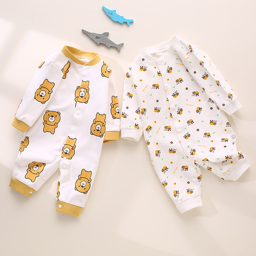 Spring and Autumn baby jumpsuits, Category A newborn clothes, pure cotton underwear jumpsuits, baby robes, pajamas, crawl clothes 3