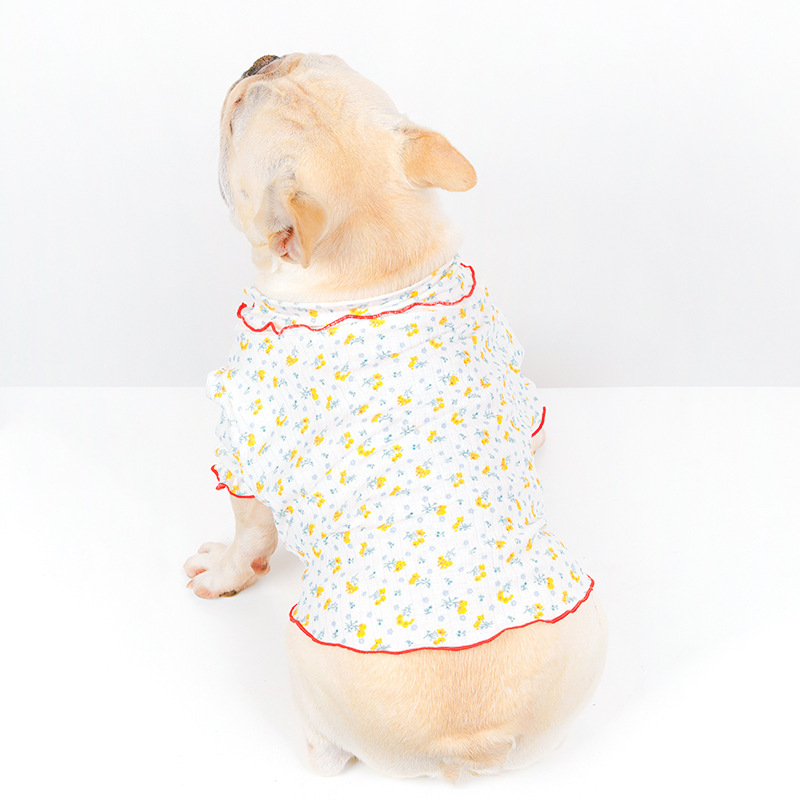 Pet Base Shirt Dog Autumn and Winter Clothes Lace Floral Base Shirt Korean-style Warm Dou Teddy Clothes Underwear