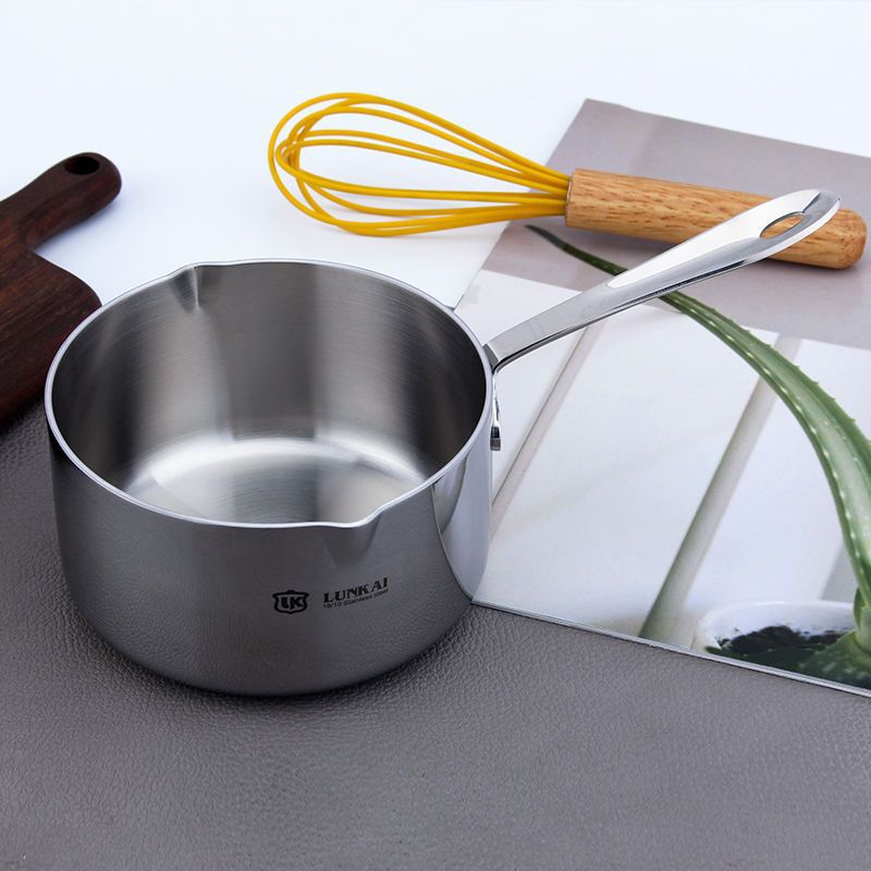LUNKAI LUNKAI 18 / 10 acero inoxidable 12cm con desviador de agua, mantequilla de leche caliente, aceite caliente, mini olla de leche caliente
