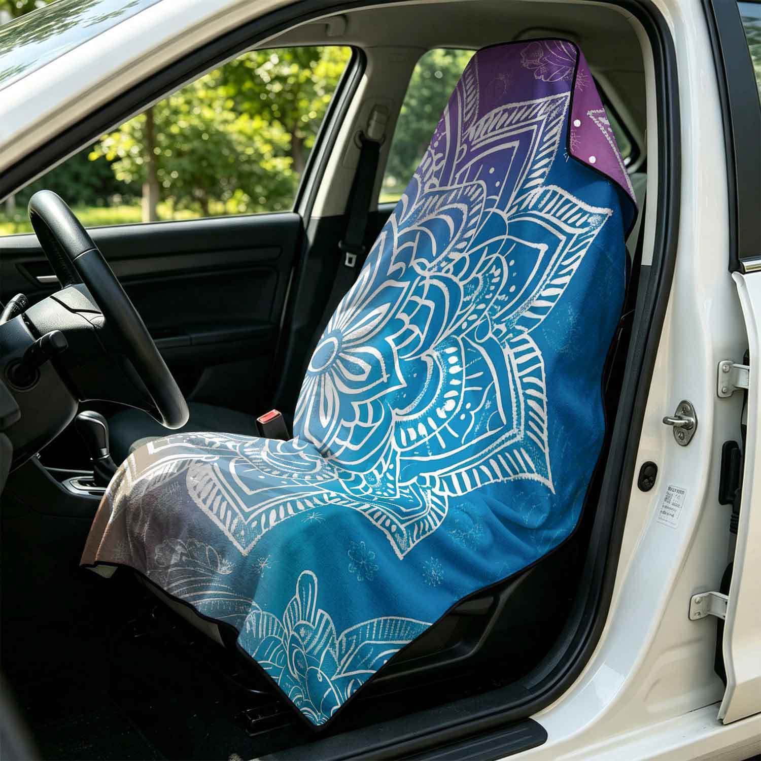 Printed bath towel and car seat cover 2-in-1, ultra-fine fiber outdoor beach and car dual-use universal seat cushion