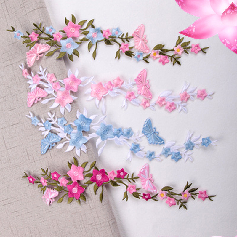 财艺花边 新款批发刺绣婚纱花边贴花 舞台服装补丁贴背胶绣花布贴