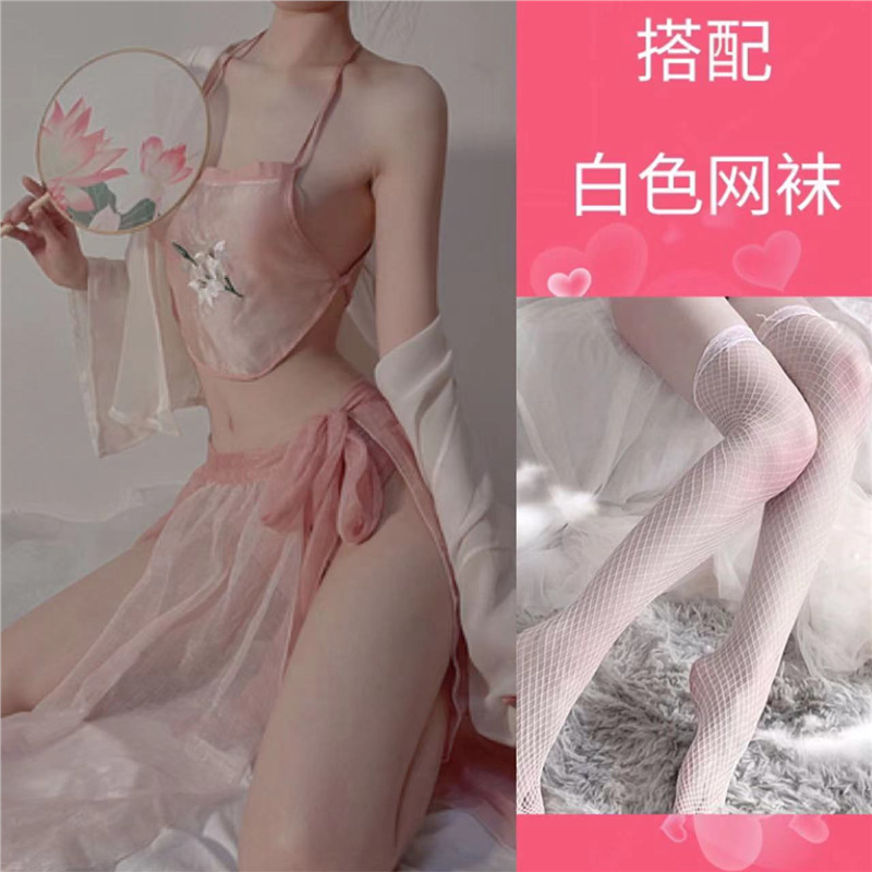 핑크색 양복 + 흰색 망사 스타킹