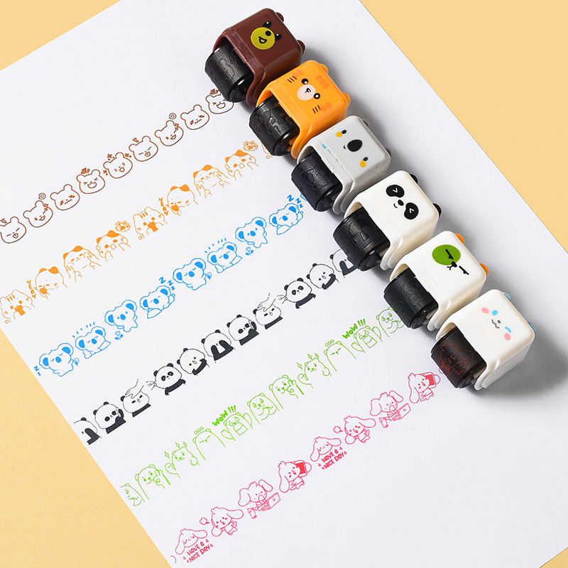 Orange Forest Roller Stamp Journal Children's Craft Supplies Stationery Cute Decorative Cartoon Drawing Stamp
