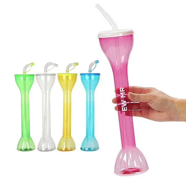 Factory Direct Supply Instant Dumbbell Straw Cup Large Capacity 600 ml Beverage Juice Milk Tea Cup Cross-Border Portable