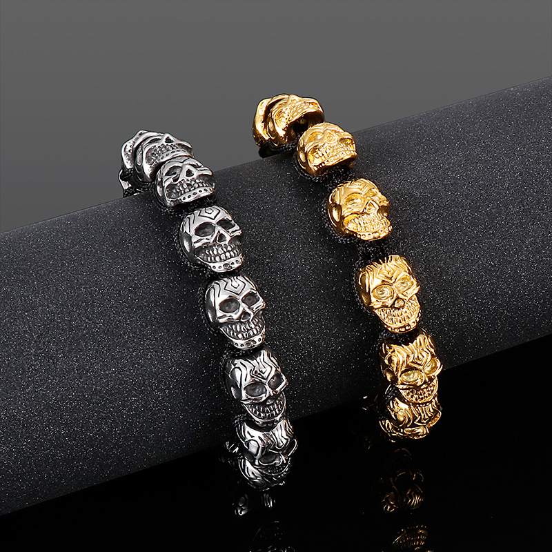 89g Weight Retro Skull Titanium Steel Halloween Men'S Bracelets Men Beaded Bracelets