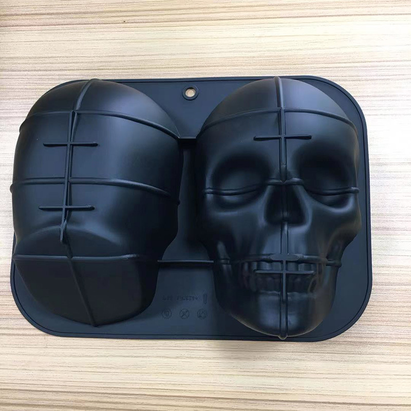 Molde de silicona para hielo con forma de lápida para uso diario, decoraciones de Halloween, molde grande para pastel con forma de calavera, molde para cubitos de hielo de terror, molde para velas, cubitos de hielo congelados